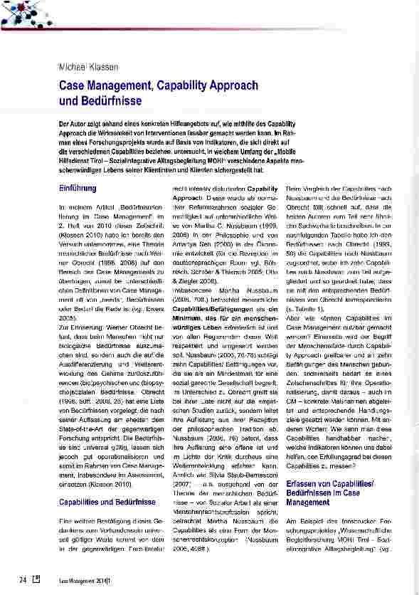 Vorschauseite 1: Case Management, Capability Approach und Bedürfnisse
