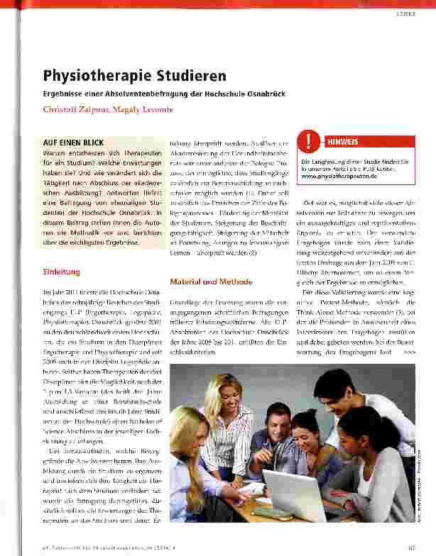 Vorschauseite 1: Physiotherapie Studieren