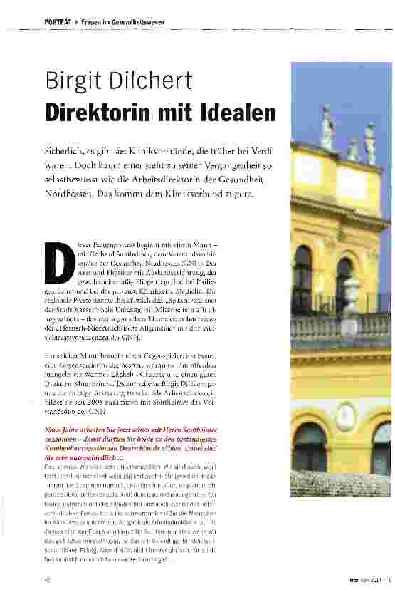 Vorschauseite 1: Birgit Dilchert Direktorin mit Idealen