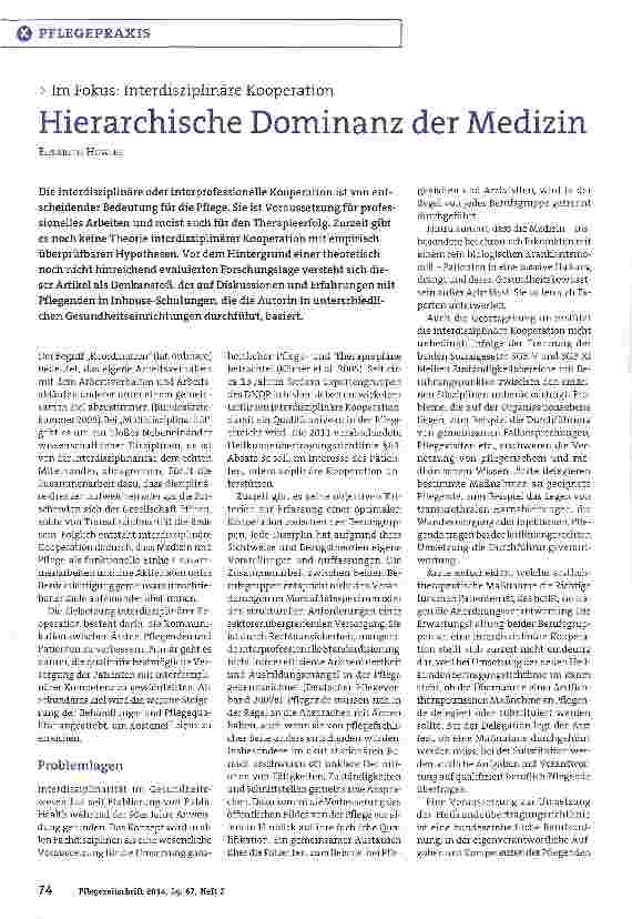 Vorschauseite 1: Hierarchische Dominanz der Medizin