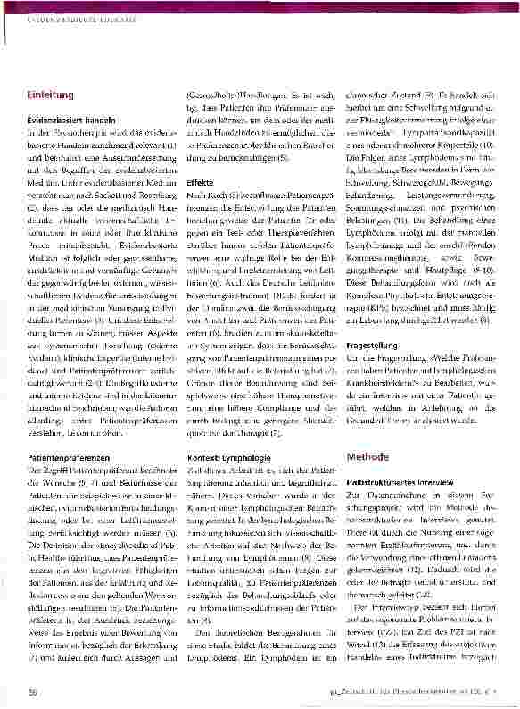 Vorschauseite 2: Patientenpräferenzen in der physiotherapeutisch-lymphologischen Behandlung
