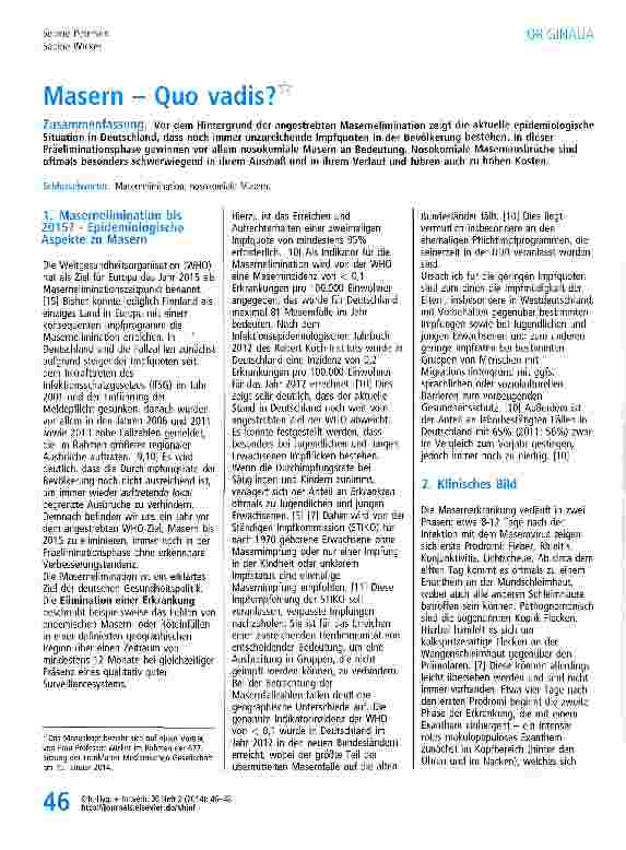 Vorschauseite 1: Masern - Quo vadis?