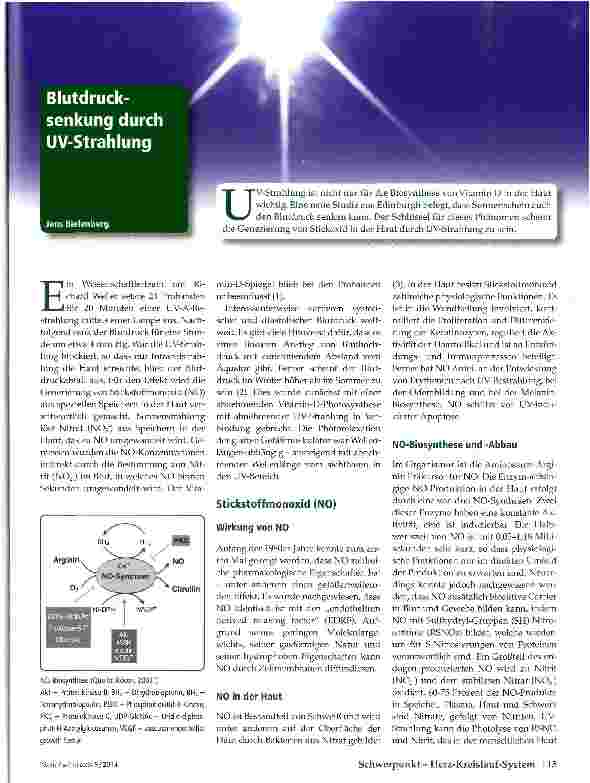 Vorschauseite 1: Blutdruck-senkung durch UV-Strahlung