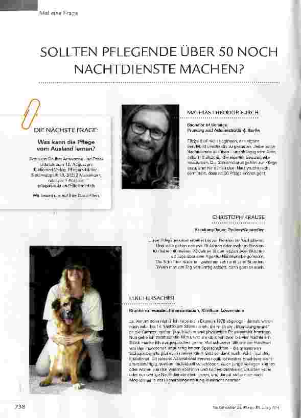 Vorschauseite 1: SOLLTEN PFLEGENDE ÜBER 50 NOCH NACHTDIENSTE MACHEN?