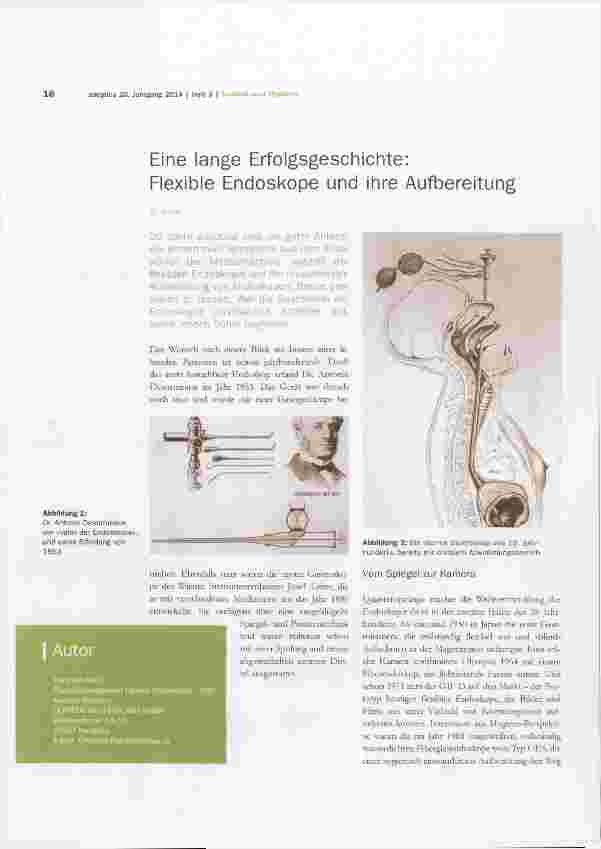 Vorschauseite 1: Eine lange Erfolgsgeschichte: Flexible Endoskope und ihre Aufbereitung