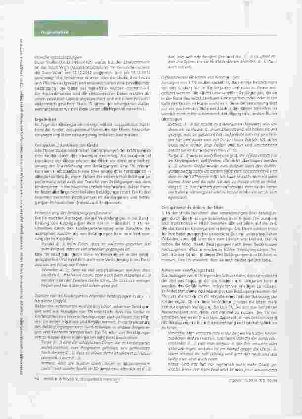 Vorschauseite 5: Occupational transitions: Auswirkungen des Kindergarteneinstiegs auf die Betätigungen von Kindern und deren Eltern - eine qualitative Studie