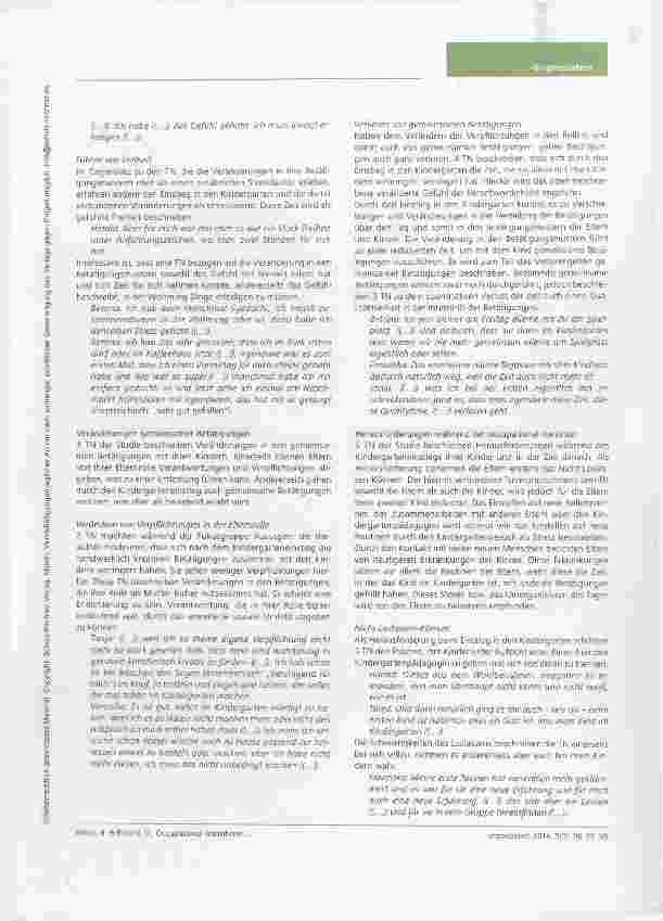 Vorschauseite 6: Occupational transitions: Auswirkungen des Kindergarteneinstiegs auf die Betätigungen von Kindern und deren Eltern - eine qualitative Studie