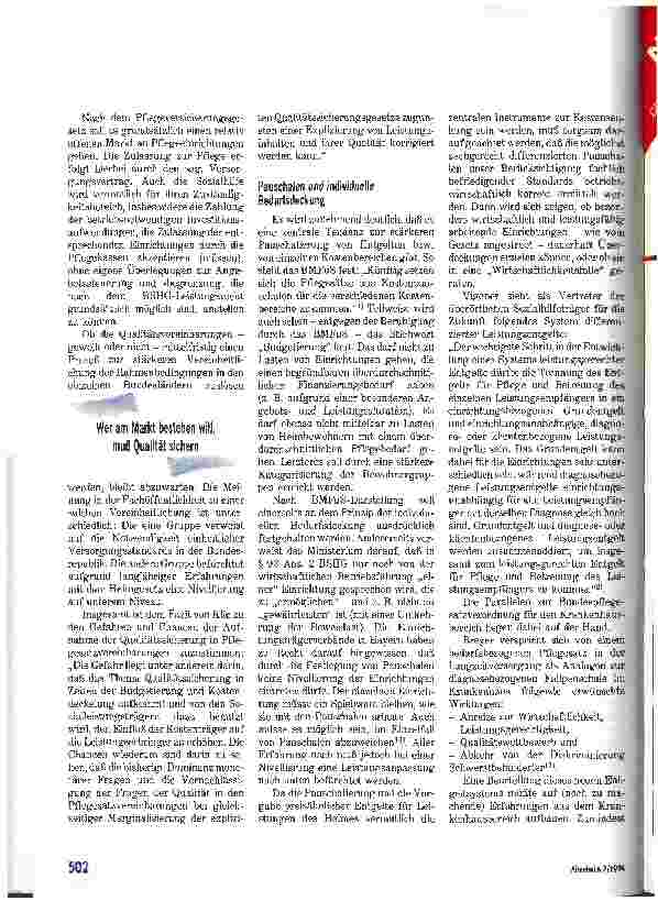 Vorschauseite 3: Qualität und Leistung Anmerkungen zur BSHG-Änderung