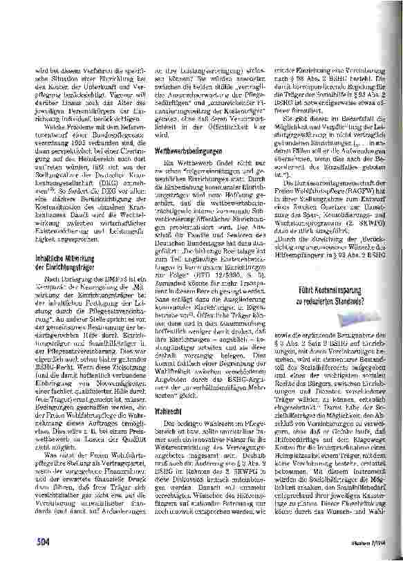 Vorschauseite 4: Qualität und Leistung Anmerkungen zur BSHG-Änderung