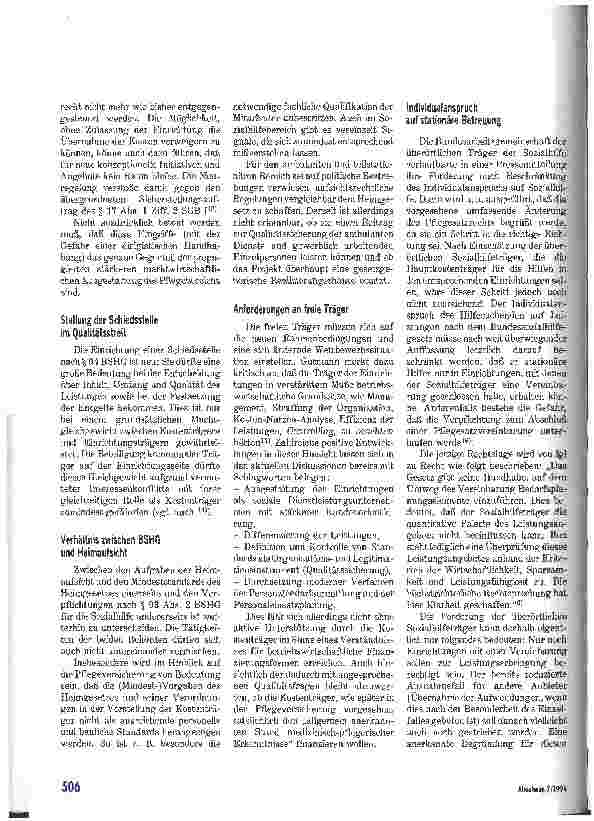 Vorschauseite 5: Qualität und Leistung Anmerkungen zur BSHG-Änderung