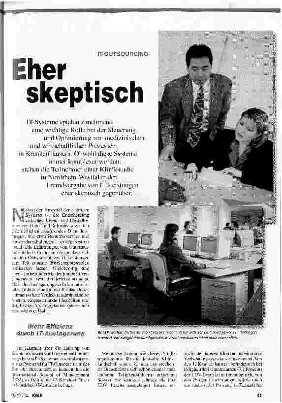 Vorschauseite 1: Eher skeptisch IT-Outsourcing