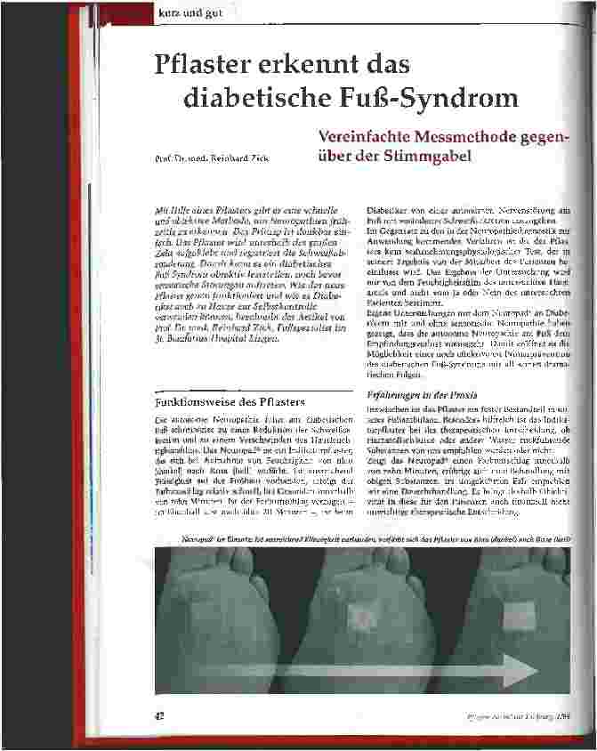 Vorschauseite 1: Pflaster erkennt das diabetische Fuß-Syndrom
