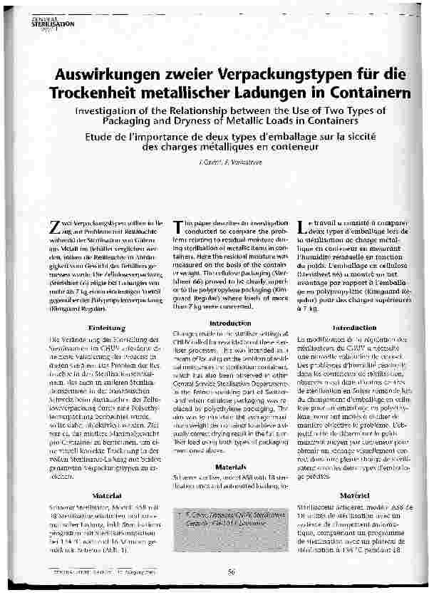 Vorschauseite 1: Auswirkungen zweier Verpackungstypen für die Trockenheit metallischer Ladungen in Containern