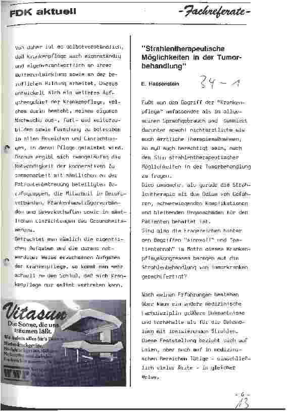 Vorschauseite 1: Strahlentherapeutissche Möglichkeiten in der Tumorbehandlung