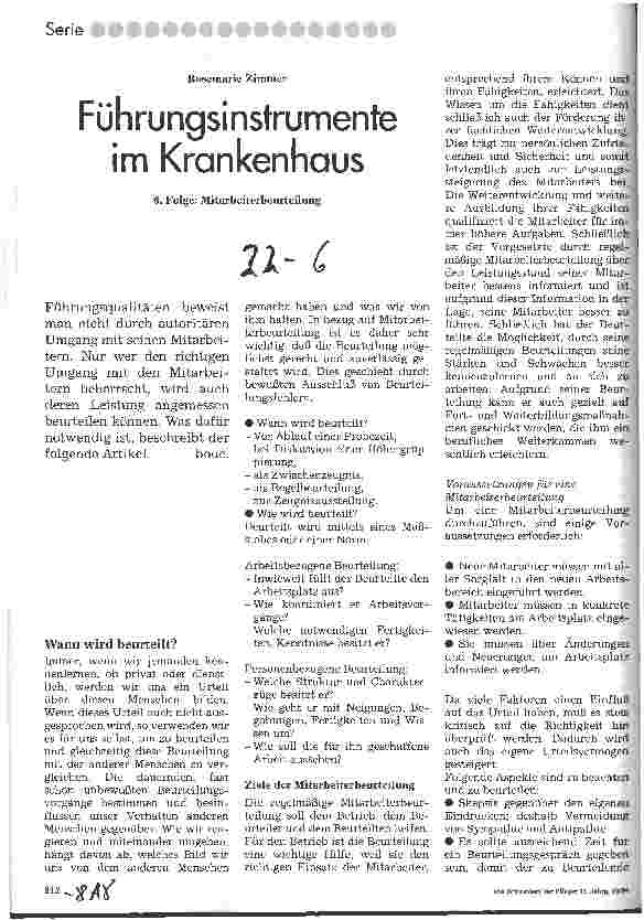 Vorschauseite 1: Führungsinstumente im Krankenhaus 6. Folge: Mitarbeiterbeurteilung