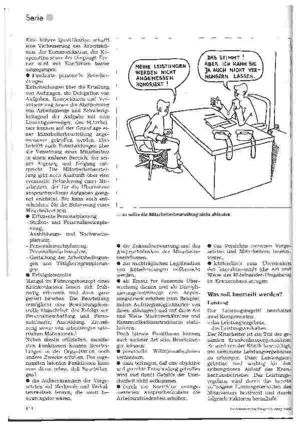 Vorschauseite 3: Führungsinstumente im Krankenhaus 6. Folge: Mitarbeiterbeurteilung