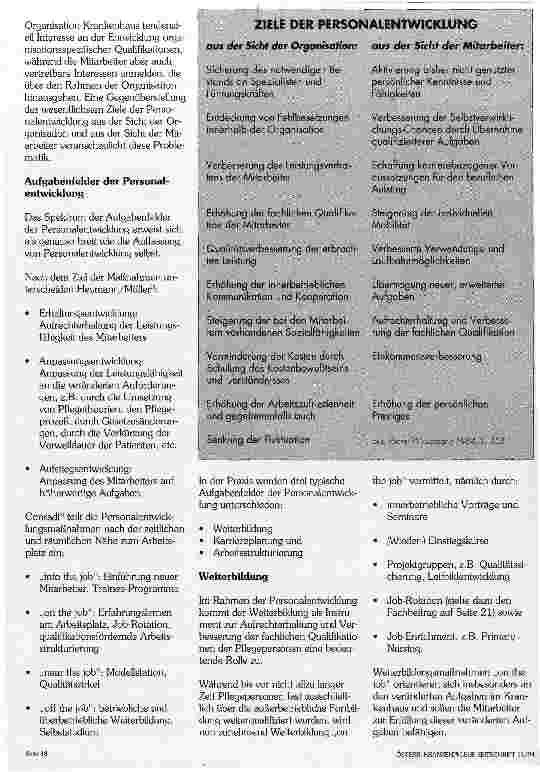 Vorschauseite 2: Personalentwicklung und Weiterbildung Eine Forderung zur Aufrechterhaltung und Verbesserung der fachlichen Qualifikation von Pflegepersonen