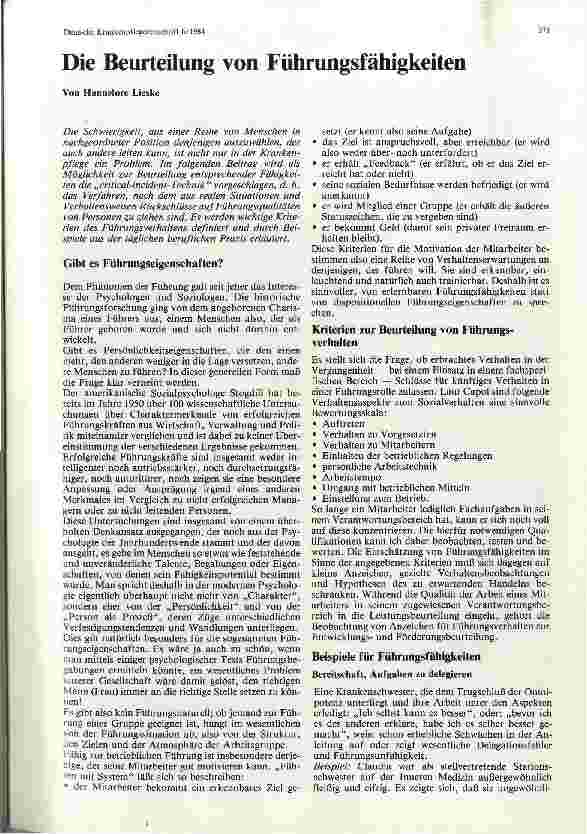 Vorschauseite 1: Die Beurteilung von Führungsfähigkeiten