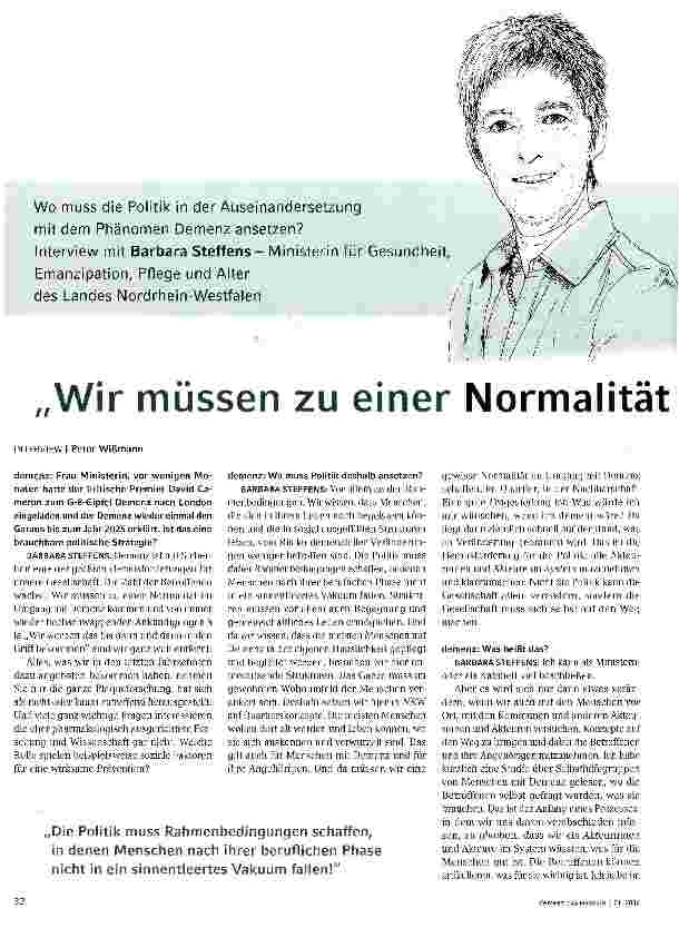 Vorschauseite 1: Wir müssen zu einer Normalität im Umgang mit Demenz kommen!