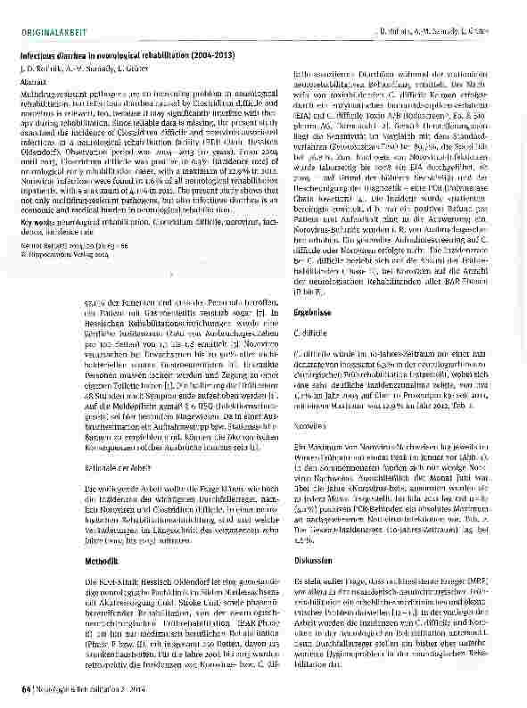 Vorschauseite 2: Durchfallerreger in der neurologischen Rehabilitation (2004-2013)