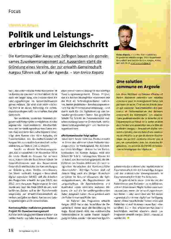 Vorschauseite 1: Politik und Leistungserbringer im Gleichschritt