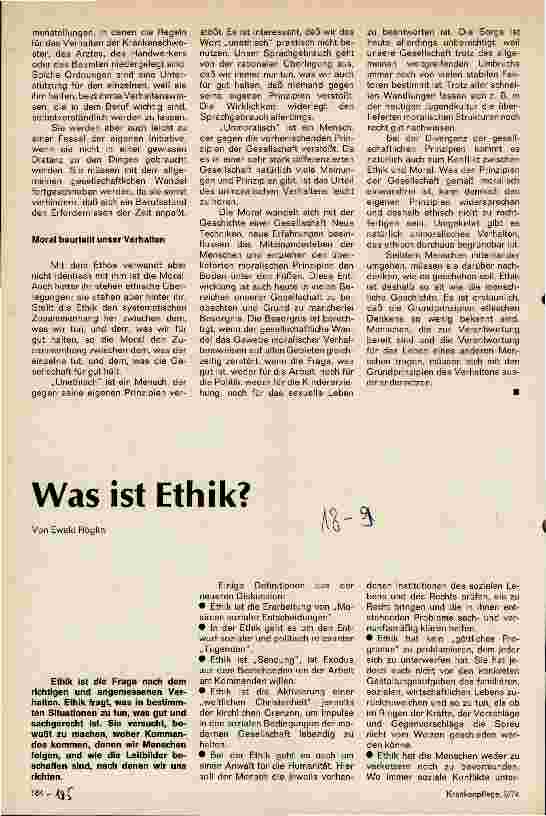 Vorschauseite 2: Ethik, Ethos und Moral Einige grundlegende Überlegungen
