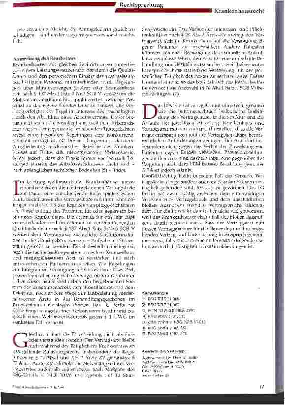 Vorschauseite 4: Operative Tätigkeit niedergelassener Ärzte in Krankenhäusern Urteil des Landgerichts Berlin vom 06.11.2003