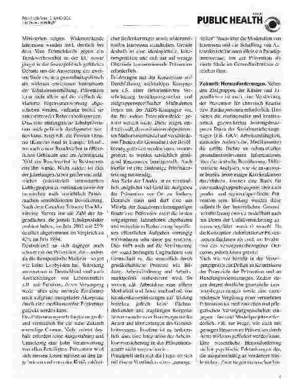 Vorschauseite 2: Auf dem Weg zu mehr Prävention