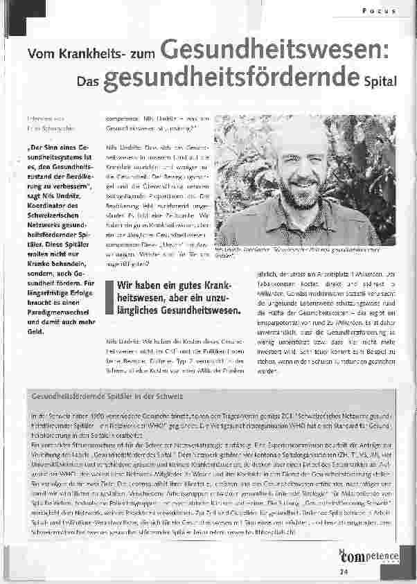 Vorschauseite 1: Vom Krankheits - zum Gesundheitswesen: Das gesundheitsfördernde Spital