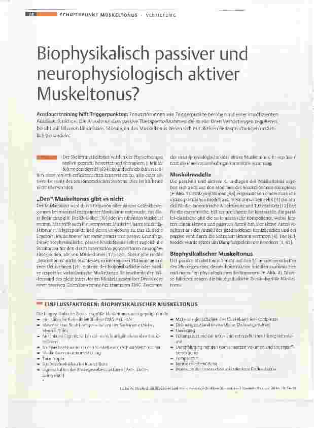 Vorschauseite 1: Biophysikalisch passiver und neurophysiologisch aktiver Muskeltonus?