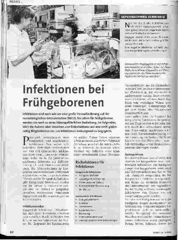 Vorschauseite 1: Infektionen bei Frühgeborenen