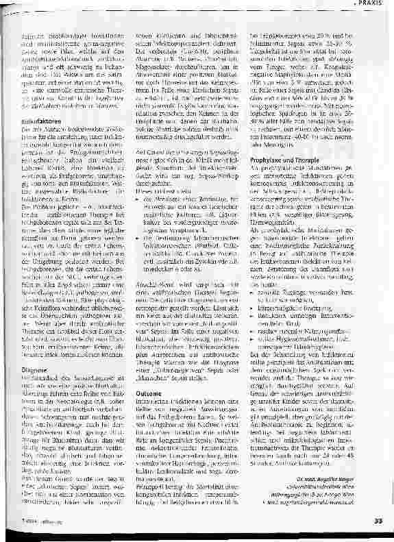 Vorschauseite 2: Infektionen bei Frühgeborenen