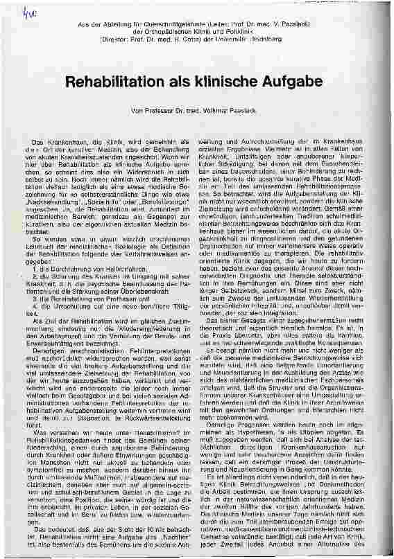Vorschauseite 1: Rehabilitation als klinische Aufgabe