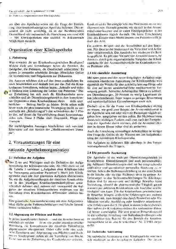 Vorschauseite 2: Organisation einer Klinikapotheke