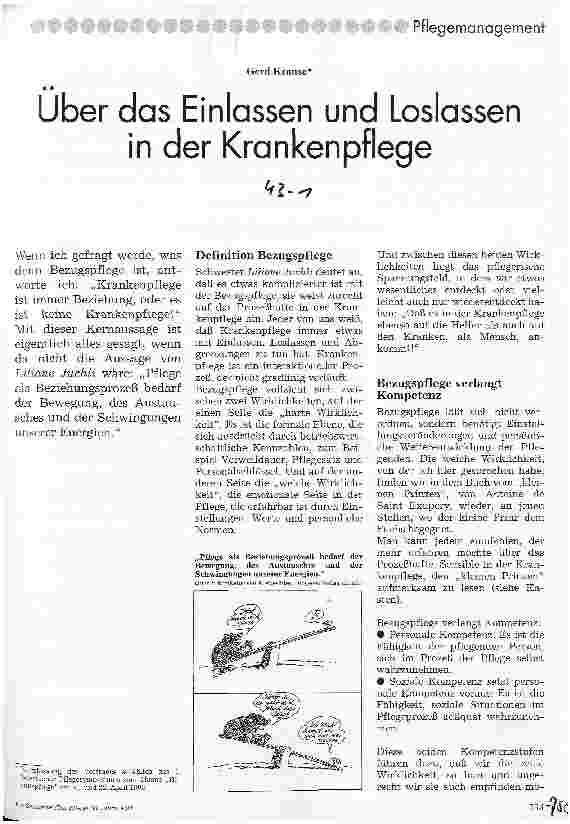 Vorschauseite 1: Über das Einlassen und Loslassen in der Krankenpflege