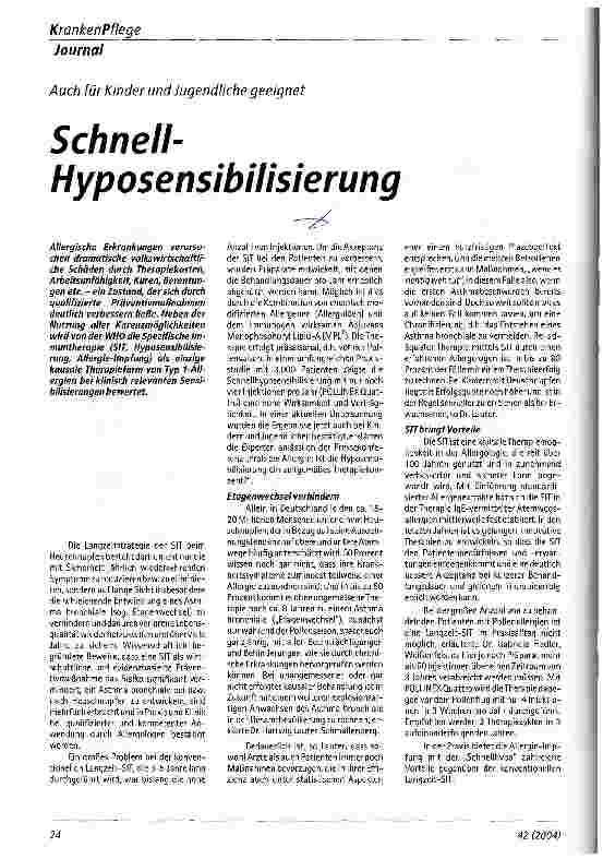 Vorschauseite 1: Schnell-Hyposensibilisierung
