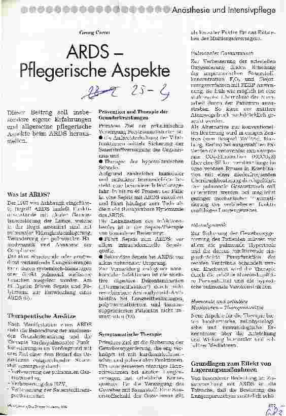 Vorschauseite 1: ARDS - Pflegerische Aspekte