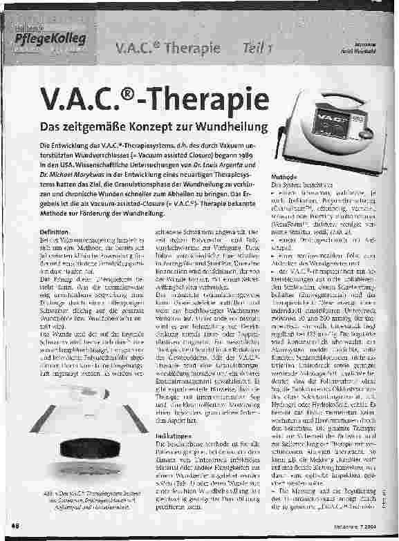 Vorschauseite 1: V.A.C.®-TherapieDas zeitgemäße Konzept zur Wundheilung