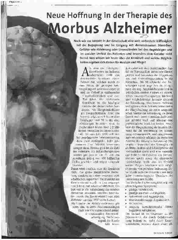Vorschauseite 1: Neue Hoffnung in der Therapie des Morbus Alzheimer