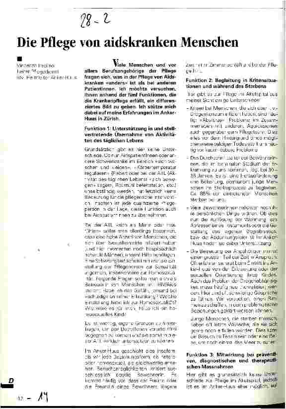 Vorschauseite 1: Die Pflege von aidskranken Menschen