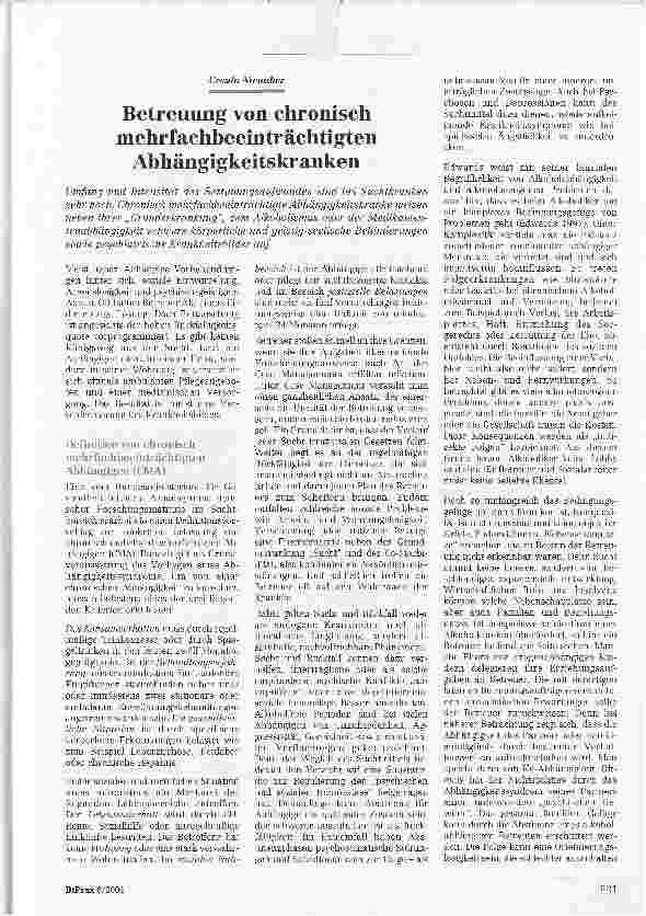 Vorschauseite 1: Betreuung von chronisch mehrfachbeeinträchtigtenAbhängigkeitskranken