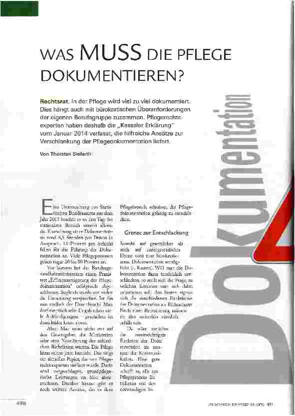 Vorschauseite 1: WAS MUSS DIE PFLEGE DOKUMENTIEREN?