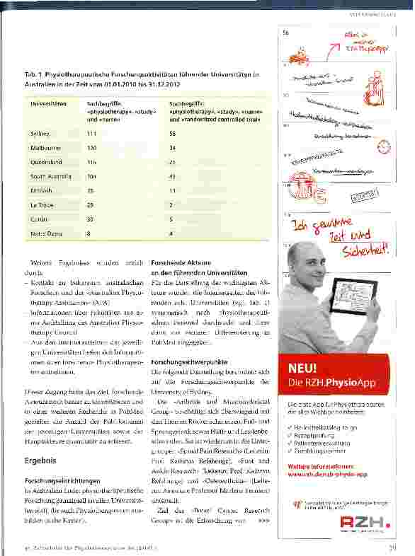 Vorschauseite 2: Physiotherapeutische Forschung in Australien