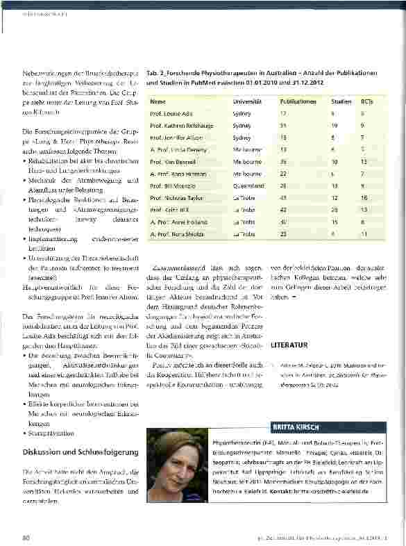 Vorschauseite 3: Physiotherapeutische Forschung in Australien