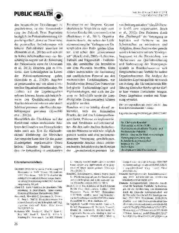 Vorschauseite 2: Versorgungsqualität in zertifizierten Brustkrebszentren - Konzepte, Ergebnisse, Unterschiede