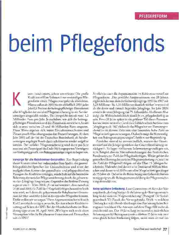 Vorschauseite 2: Pferdefuß beim Pflegefonds