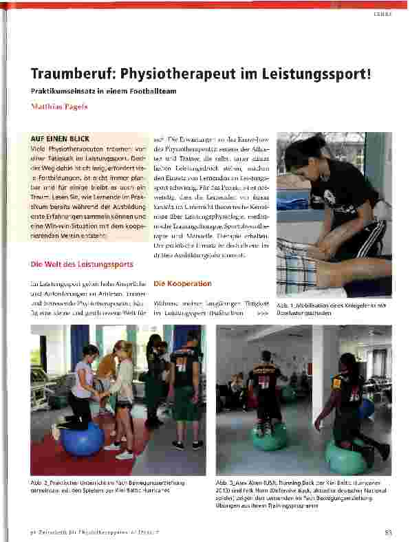 Vorschauseite 1: Traumberuf: Physiotherapeut im Leistungssport!