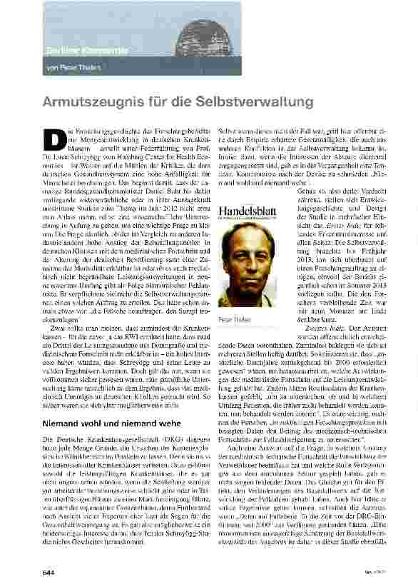 Vorschauseite 1: Armutszeugnis für die Selbstverwaltung