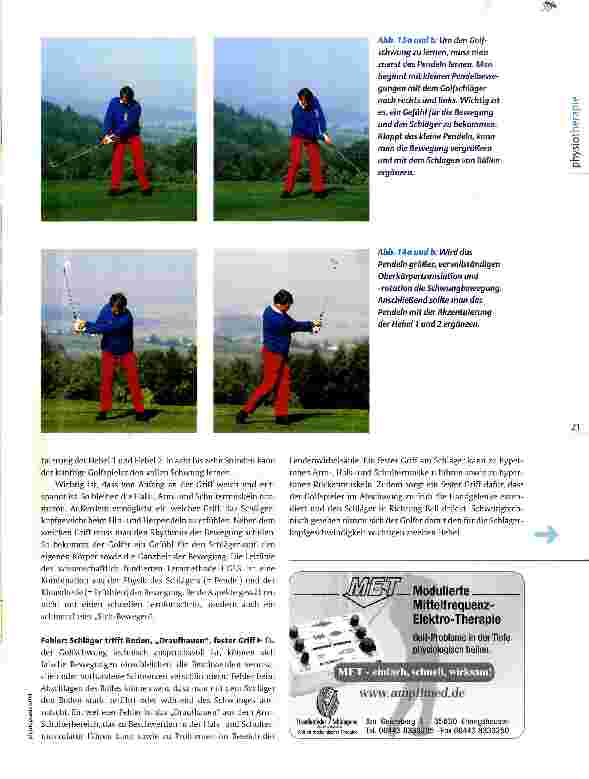 Vorschauseite 4: Wenn Golfer Beschwerden haben Basis der Therapie Schwunganalyse
