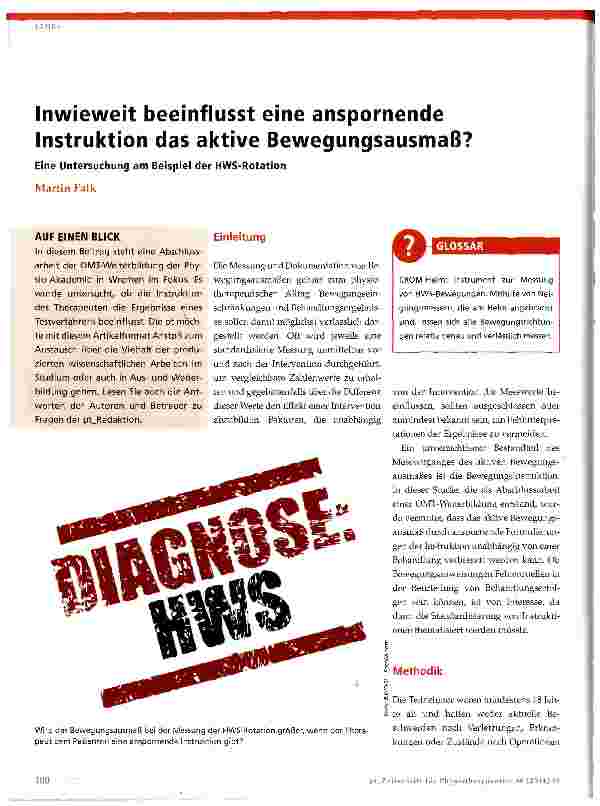 Vorschauseite 1: Inwieweit beeinflusst eine anspornende Instruktion das aktive Bewegungsausmaß?